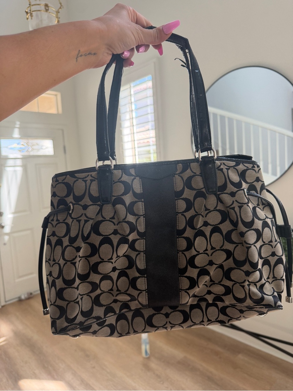 Coach Tote Bag in Beige and Black
